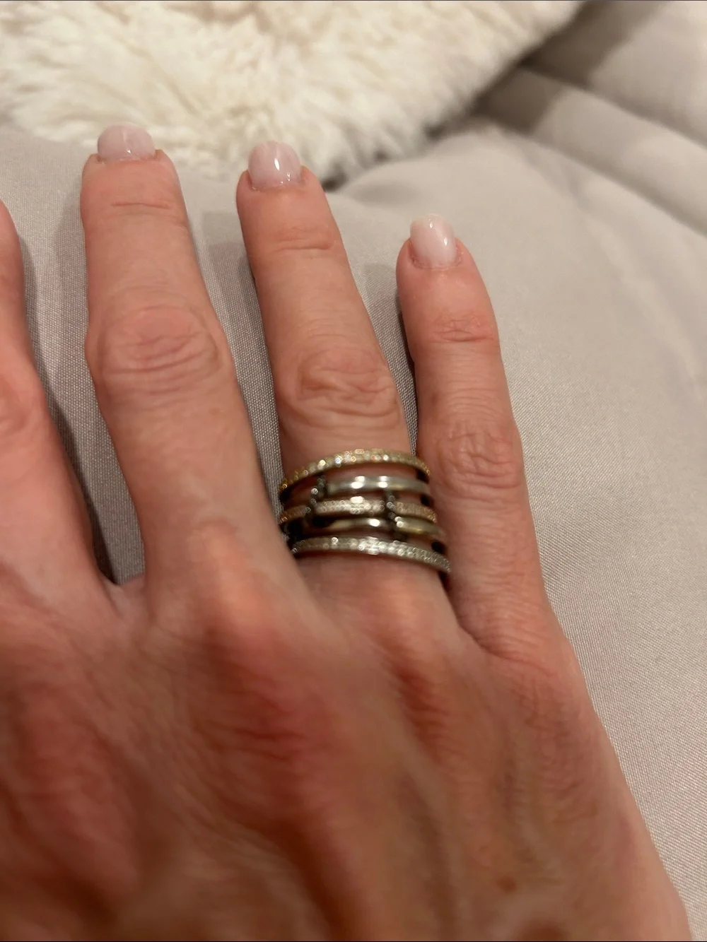 Sterling Silver Multi-Band Pavé Crystal Ring - Silver